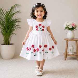 Handmade Cotton White Baby Dress 0 to 10 Years