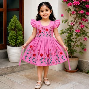 Pink Handmade Cotton Baby Dress 0 to 10 Years