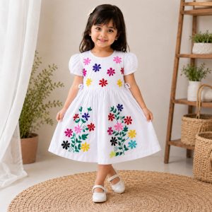 White Cotton Handmade Baby Dress 0 to 10 Years