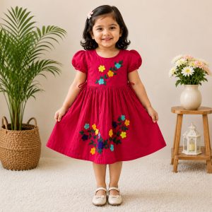 Red Cotton Handmade Baby Dress 0 to 10 Years