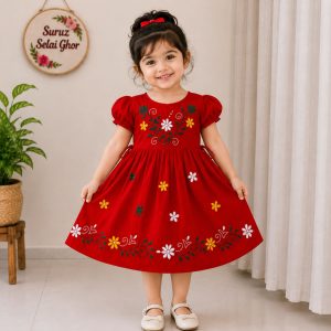 Red Handmade Cotton Baby Dress 0 to 10 Years