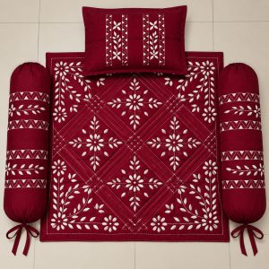 প্রিমিয়াম বেবি নকশি কাঁথা কম্বো সেট লাল কালার
